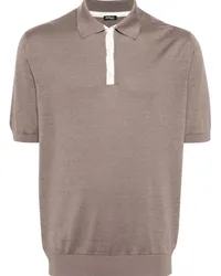 Kiton Fein gestricktes Poloshirt Braun