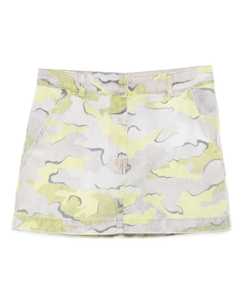 Pinko camouflage-print cotton mini skirt - Grau Grau