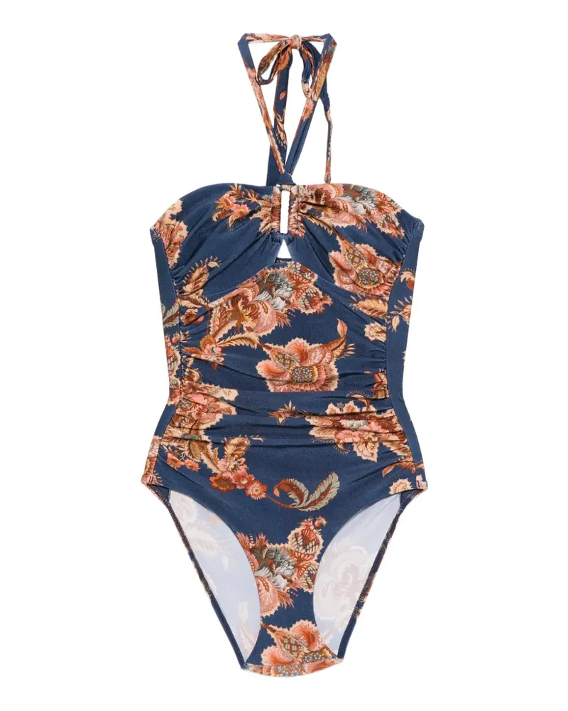 Zimmermann Aster Wide Link 1PC floral-print swimsuit - Blau Blau