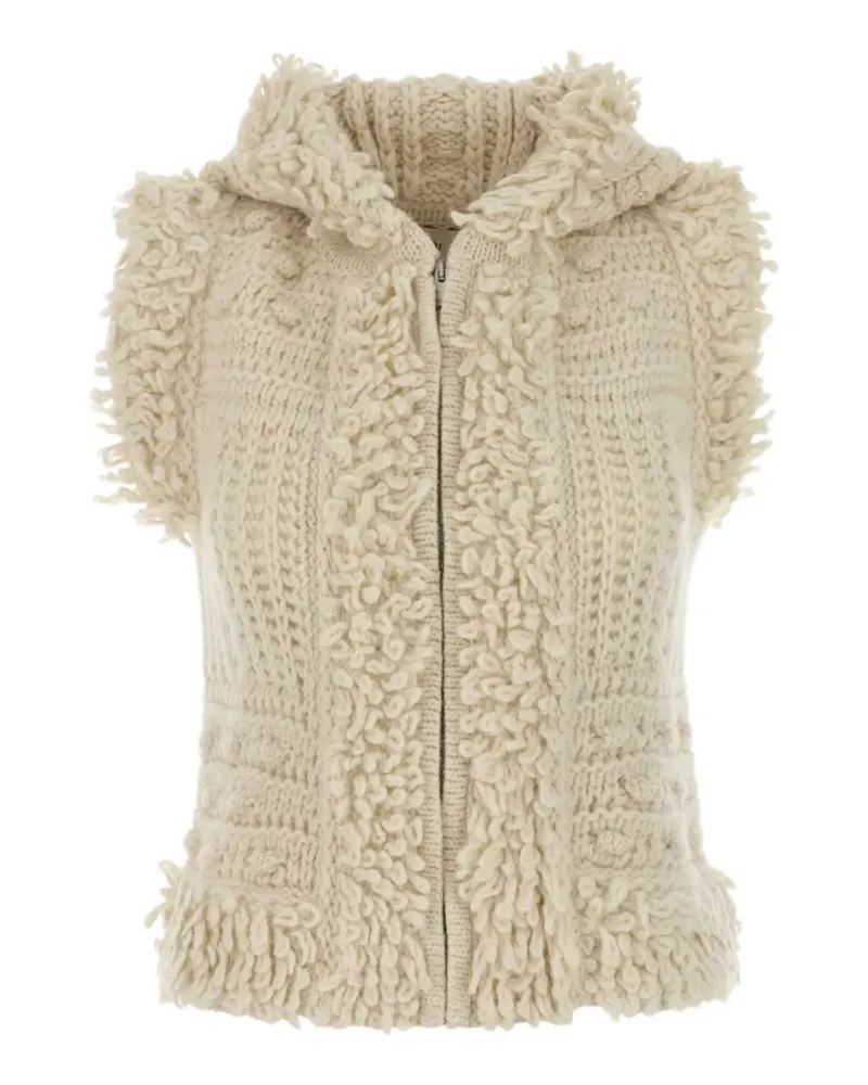 Fendi cable-knit hooded gilet - Nude Nude