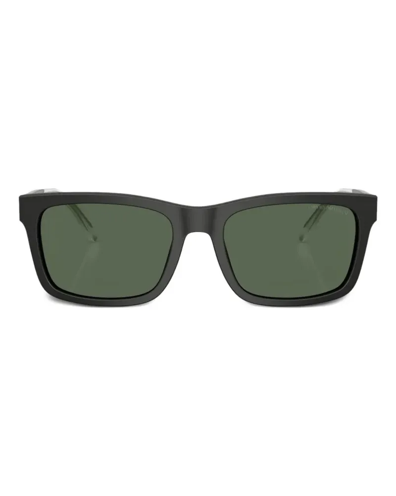 Emporio Armani logo-engraved rectangle-frame sunglasses - Schwarz Schwarz