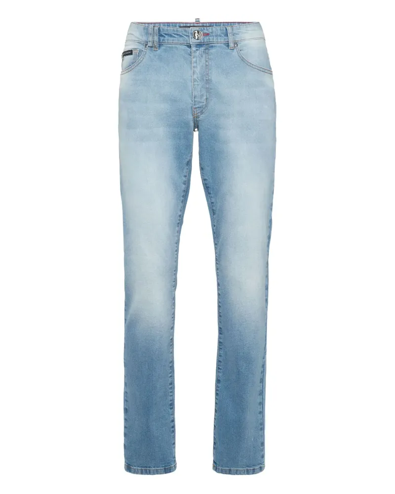 Philipp Plein Gerade Jeans mit Logo-Schild - Blau Blau