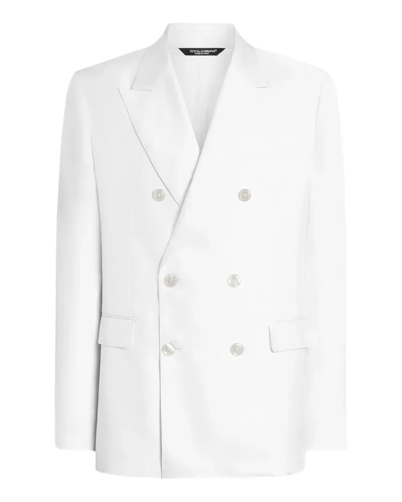 Dolce & Gabbana Leichte zweireihige Sicilia Jacke aus Seidentwill - Weiß Weiß