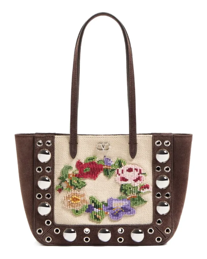 Valentino Garavani Mini Nellcote Tote Bag mit Stickerei - Braun Braun