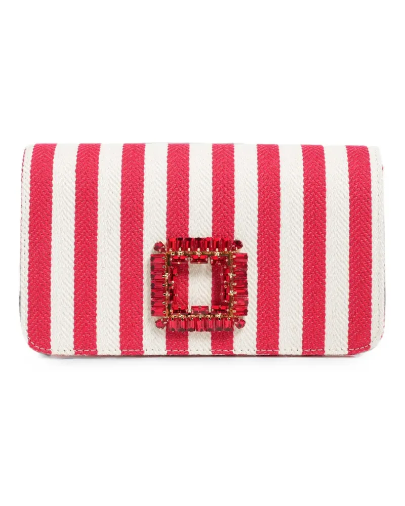 FESTA Milano Anzalea rhinestone-embellished striped shoulder bag - Rot Rot