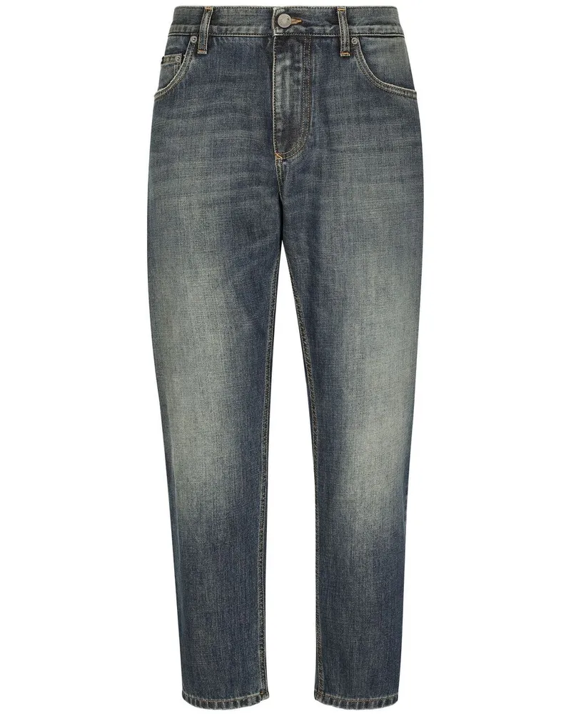 Dolce & Gabbana Tapered-Jeans mit Logo-Applikation - Blau Blau