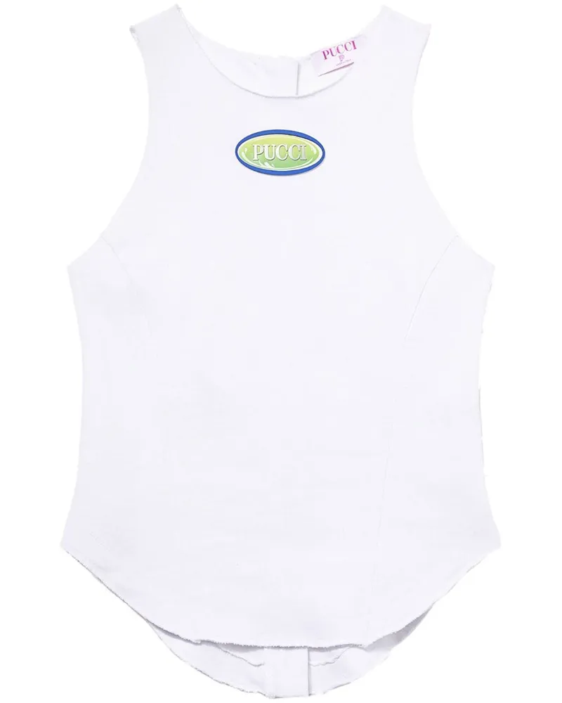 Emilio Pucci Top mit Logo-Patch - Weiß Weiß