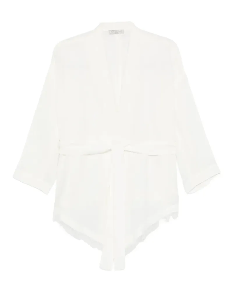 Antonelli Firenze belt fringed-trim jacket - Weiß Weiß