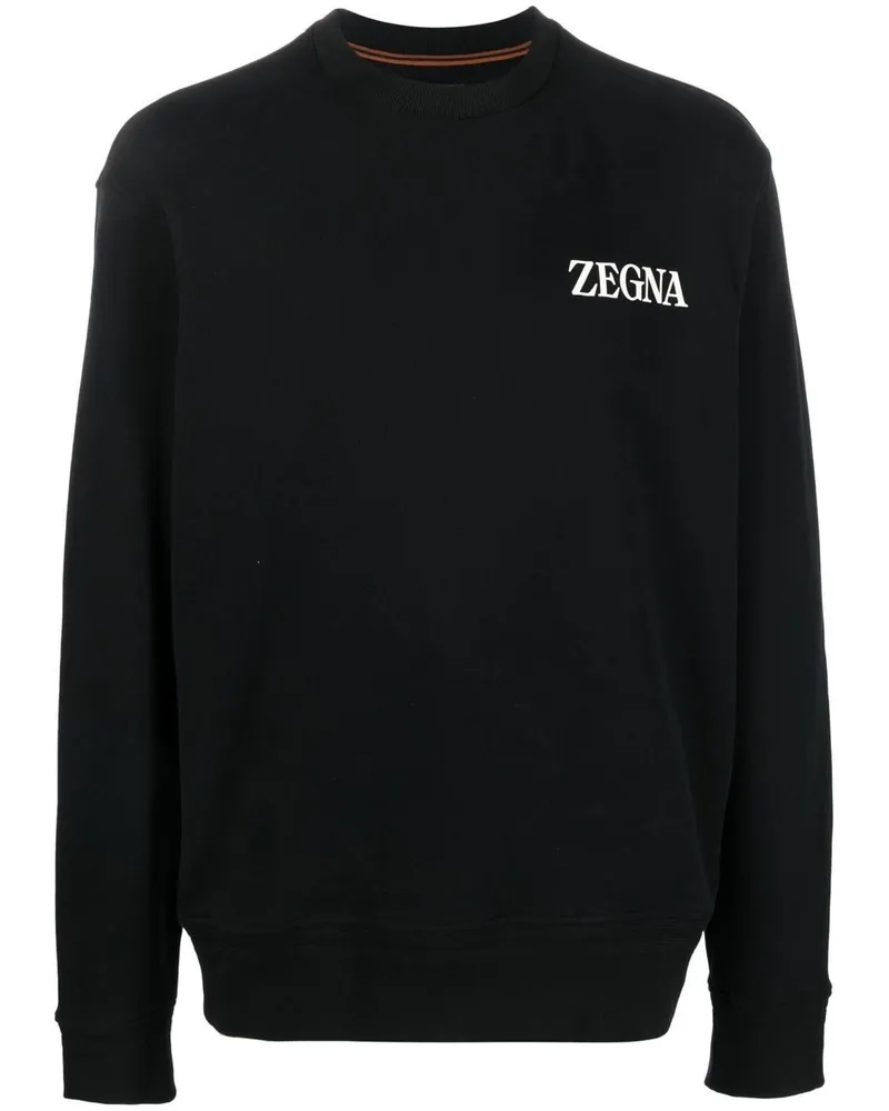 Ermenegildo Zegna Sweatshirt mit Logo-Print Schwarz