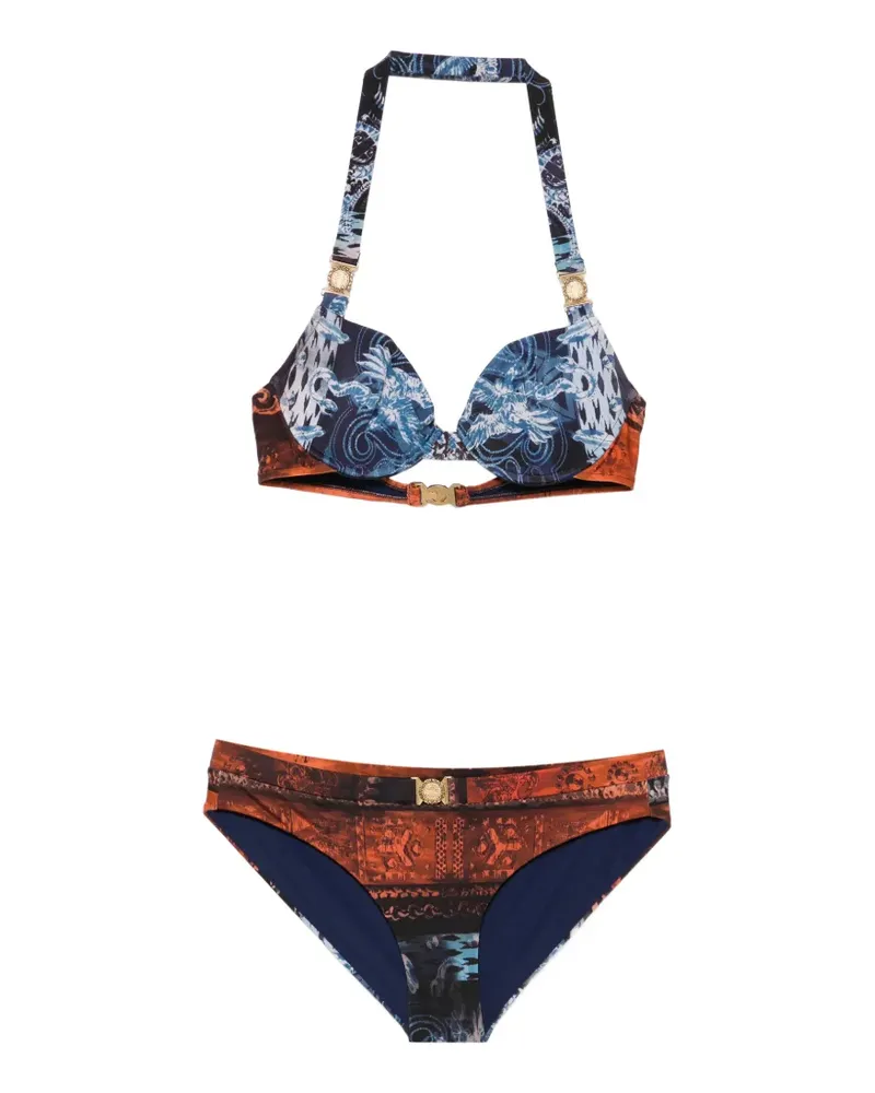 Balmain Neckholder-Bikini mit Print - Orange Orange