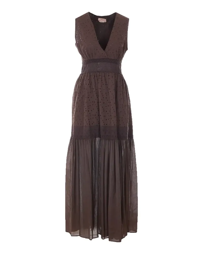 Twin-Set broderie-anglaise flounced dress - Braun Braun