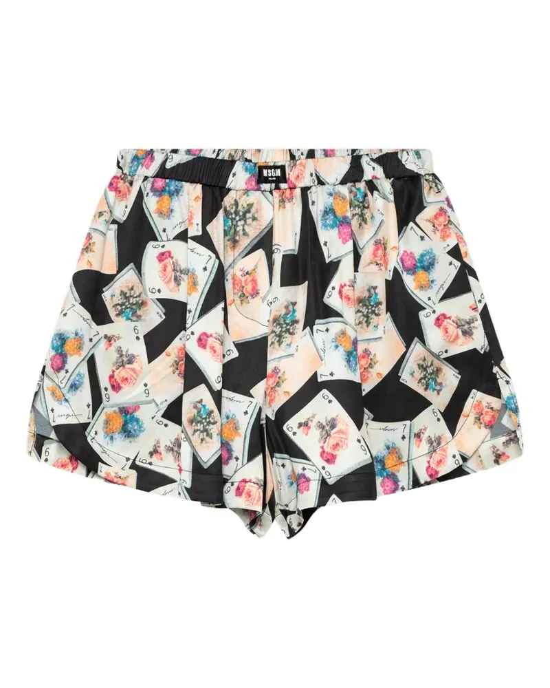 MSGM Shorts mit Spielkarten-Print - Schwarz Schwarz