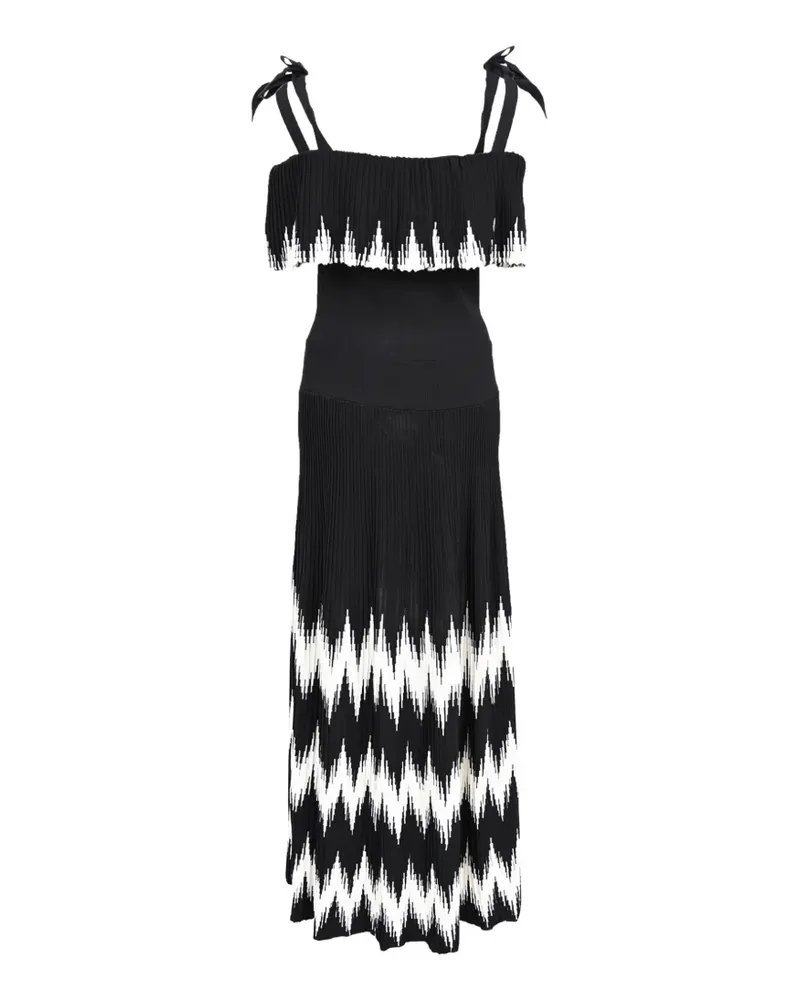 Sandro 2020s Midikleid mit Falten - Schwarz Schwarz
