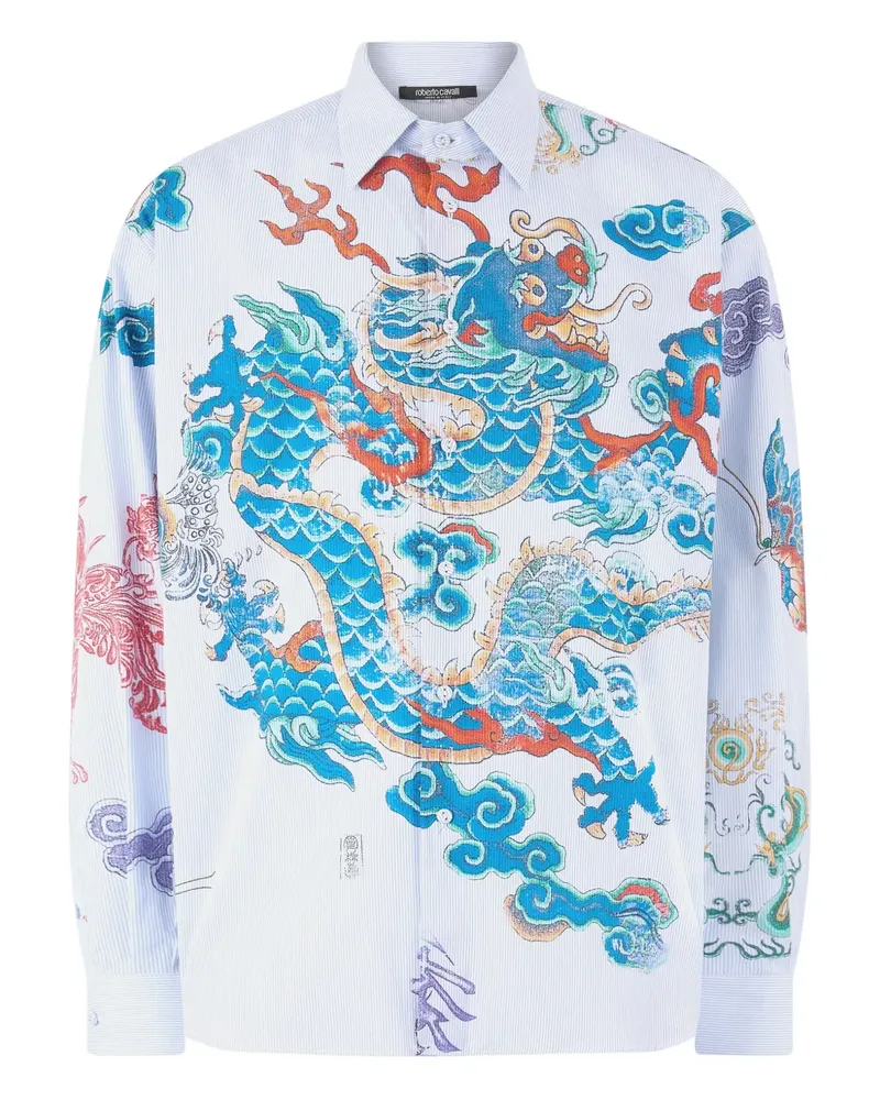 Roberto Cavalli Hemd mit Drachen-Print - Blau Blau