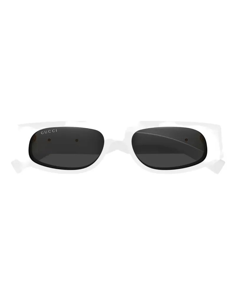 Gucci Eckige Sonnenbrille mit Logo-Schild - Weiß Weiß