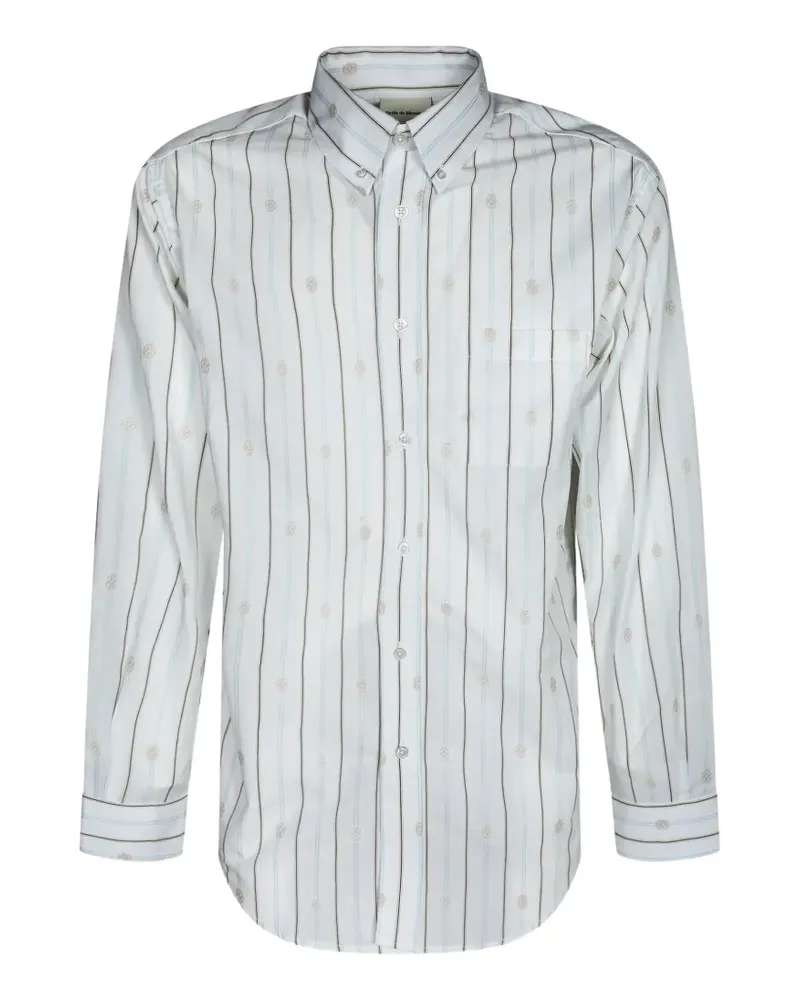 Drôle de Monsieur monogram-embroidered striped shirt - Weiß Weiß