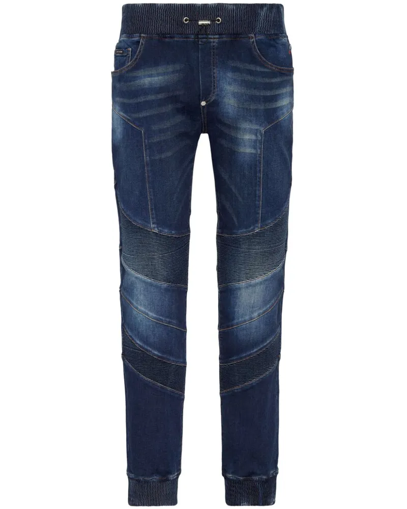 Philipp Plein Tapered-Jeans mit Logo-Applikation - Blau Blau