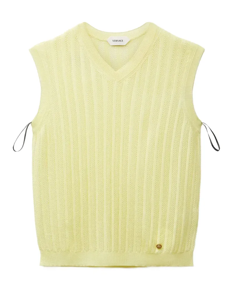Versace Geripptes Stricktop aus Viskose - Gelb Gelb