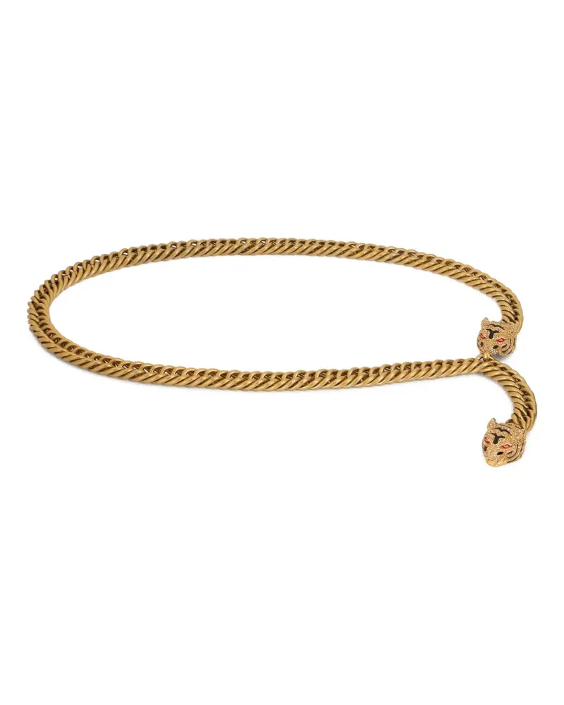 Roberto Cavalli Roar tiger chain belt - Gold Gold