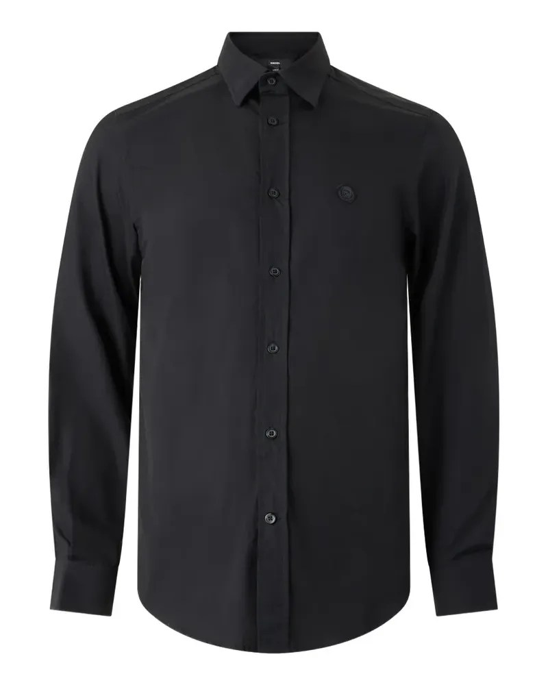 Diesel logo-patch long-sleeve shirt - Schwarz Schwarz