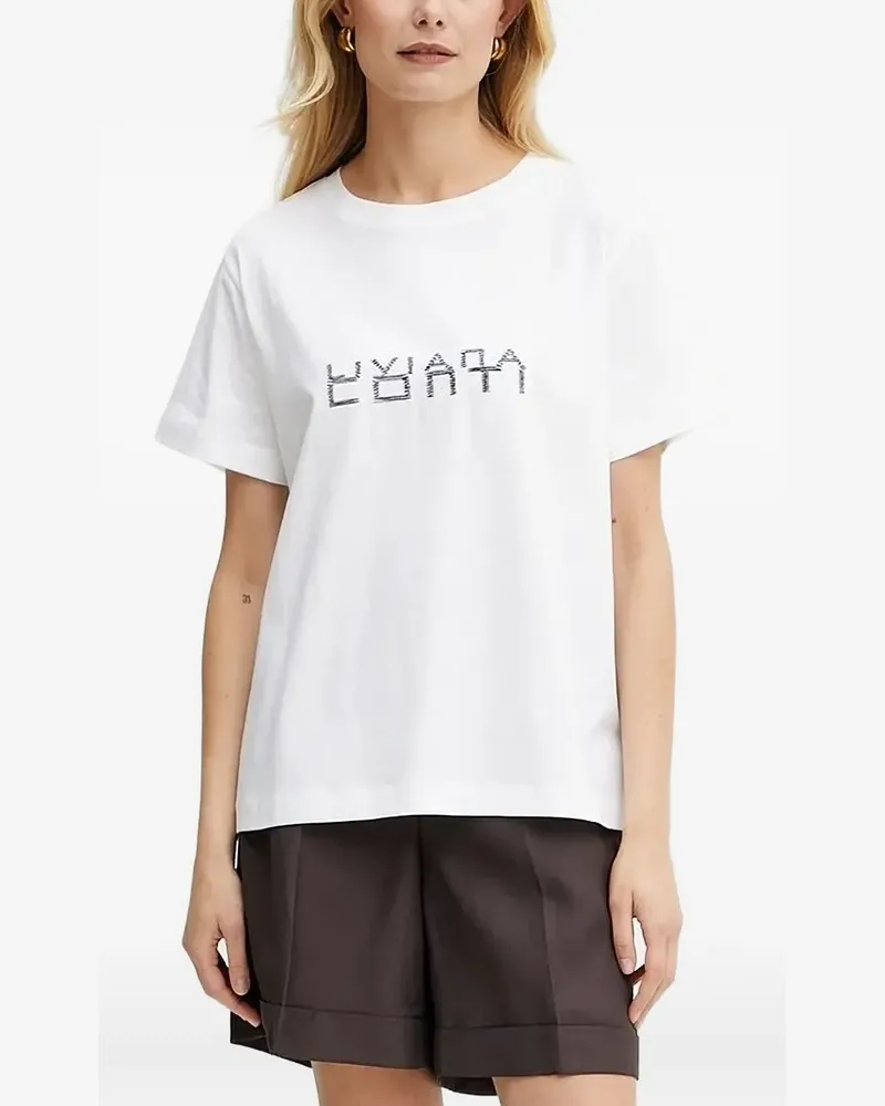 Liviana Conti T-Shirt mit Logo-Stickerei - Weiß Weiß