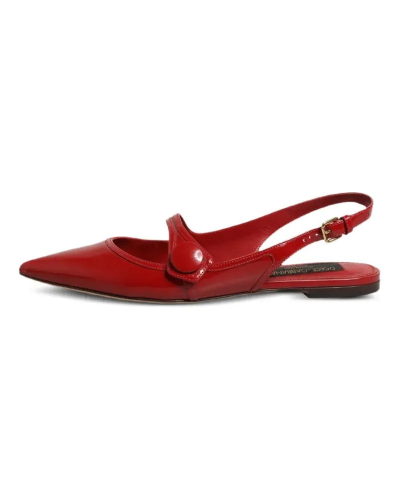 Dolce & Gabbana Sandalen in Lackoptik mit Knopfdetail - Rot Rot