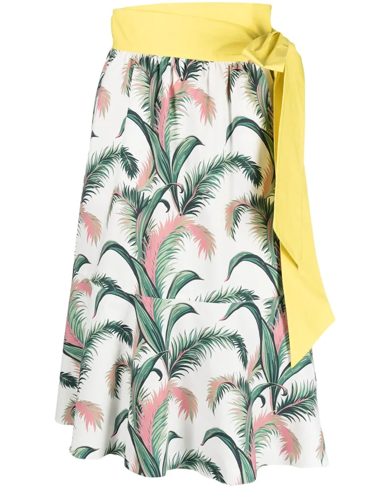 Kitsuné Faltenrock mit Blatt-Print - Weiß Weiß