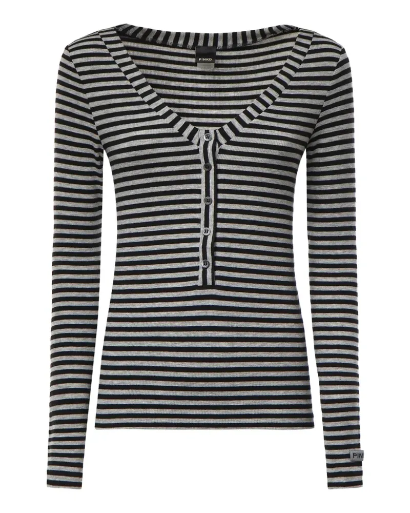 Pinko striped button-front long-sleeve T-shirt - Grau Grau