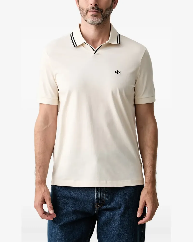 Armani Exchange logo-embroidered tipped T-shirt - Nude Nude