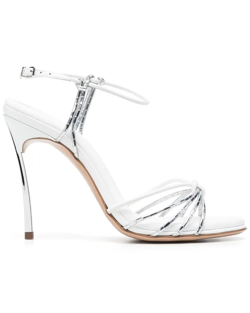 Casadei Pantoletten in Metallic-Optik 100mm - Weiß Weiß