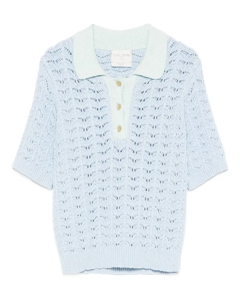 forte_forte Gehäkeltes Poloshirt - Blau Blau