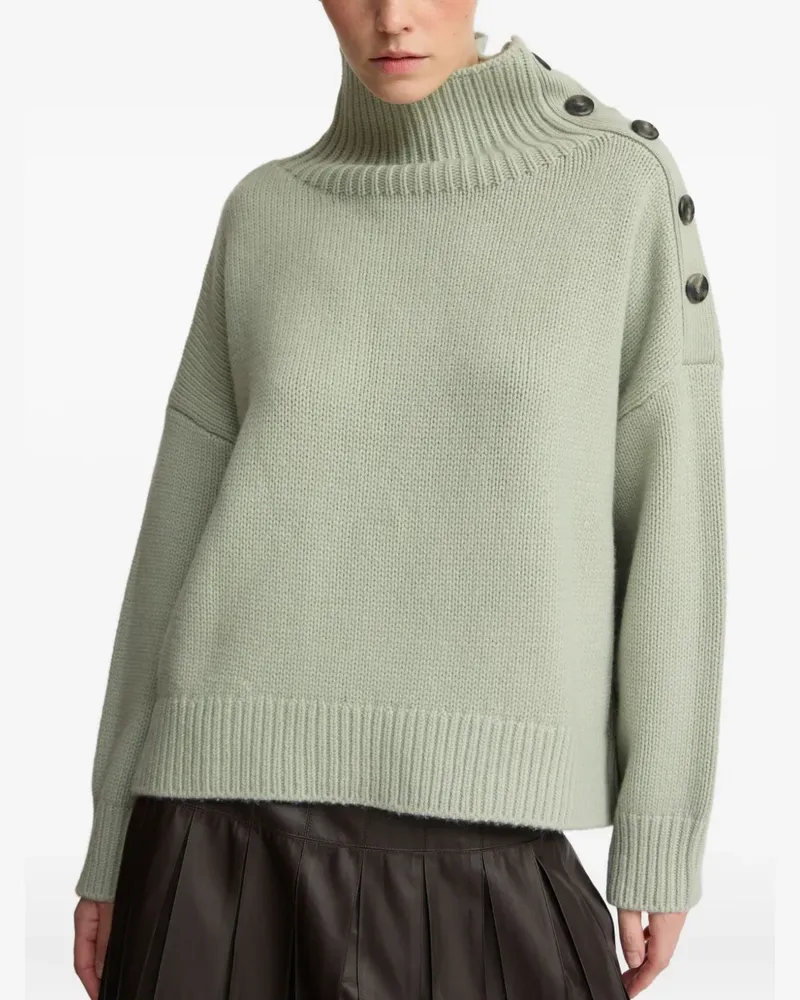 Yves Salomon Stehkragen-Pullover mit Knopfdetail - Grün Grün