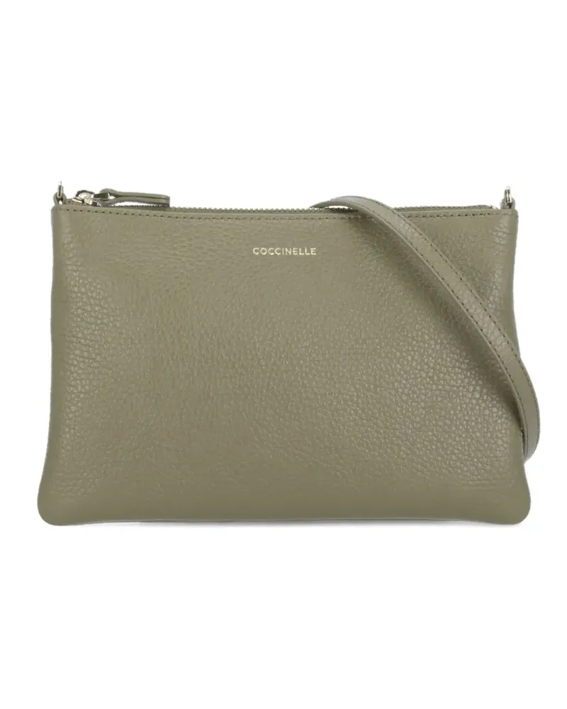Coccinelle small pebble-leather logo clutch bag - Grün Grün
