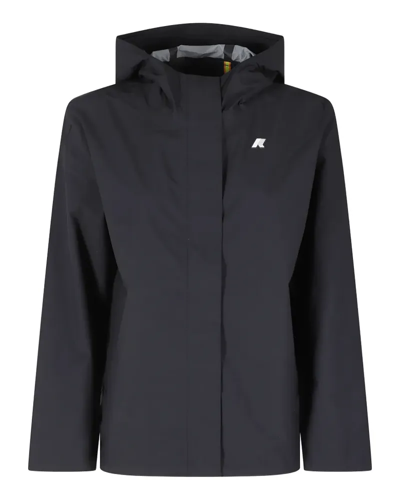 K-Way hooded logo-patch jacket - Schwarz Schwarz