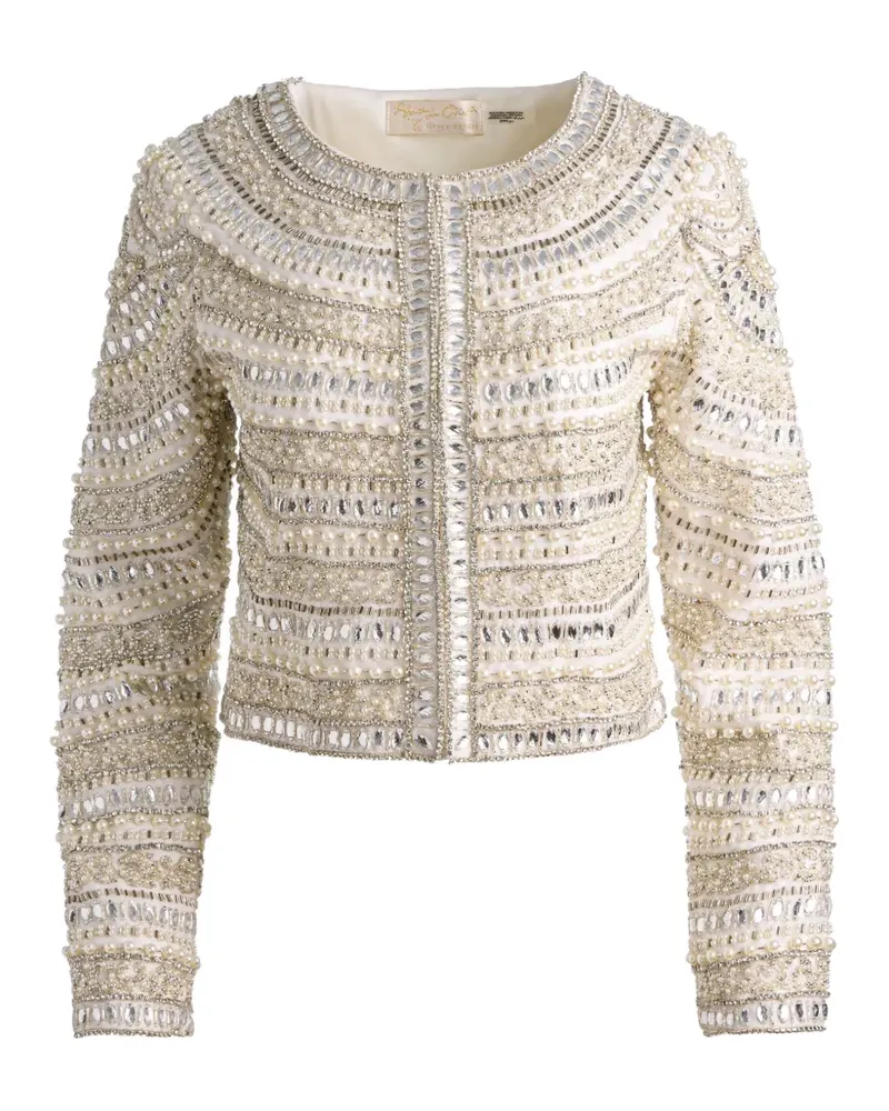 Alice + Olivia Jacke mit Pailletten und Perlen - Nude Nude