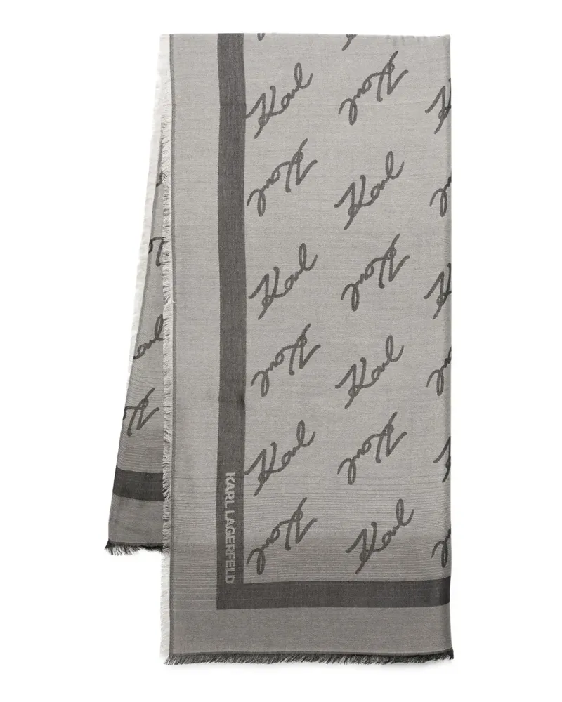 Karl Lagerfeld Ikon Schal mit Monogramm - Schwarz Schwarz