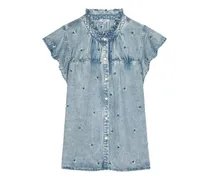 Ruthie Leinenbluse mit Rüschenärmeln - Blau