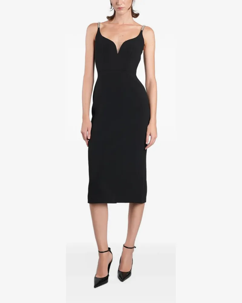 David Koma Kristallverziertes Kleid mit V-Ausschnitt - Schwarz Schwarz