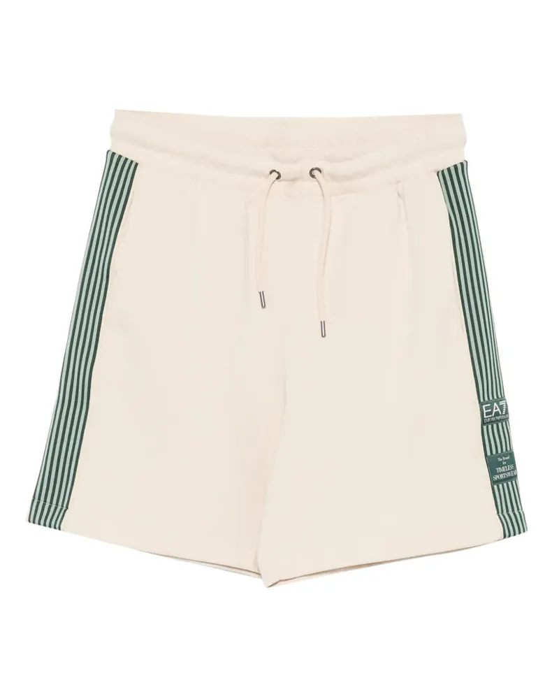 EA7 striped-trim logo-patch shorts - Nude Nude