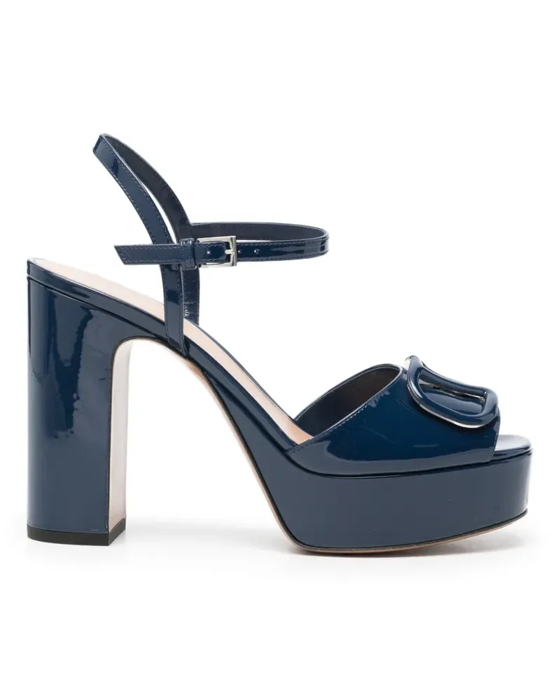 Valentino Garavani Plateau-Sandalen aus Lackleder mit VLogo Signature - Blau Blau
