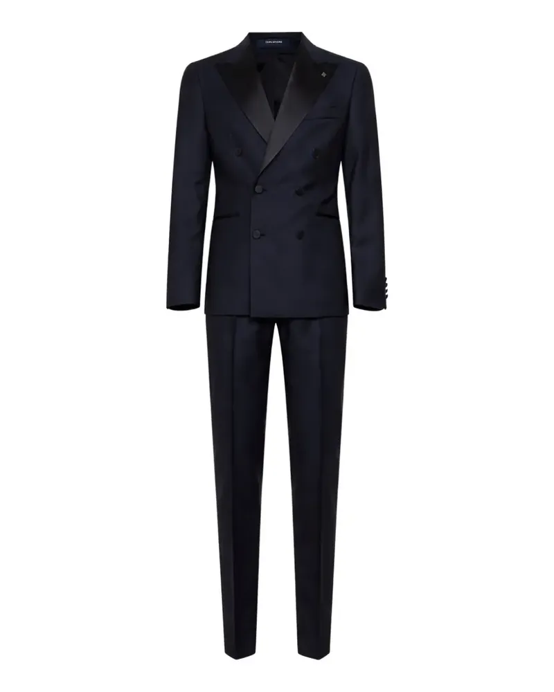 Tagliatore double-breasted jacquard suit - Blau Blau