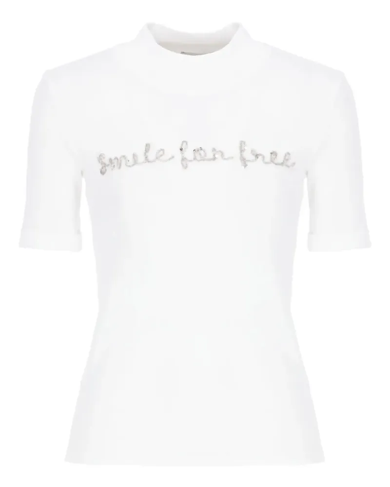 PANICALE Cashmere embroidered sequin-embellished t-shirt - Weiß Weiß