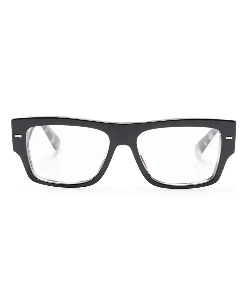 Dolce & Gabbana Eckige Brille mit Logo-Gravur - Schwarz Schwarz
