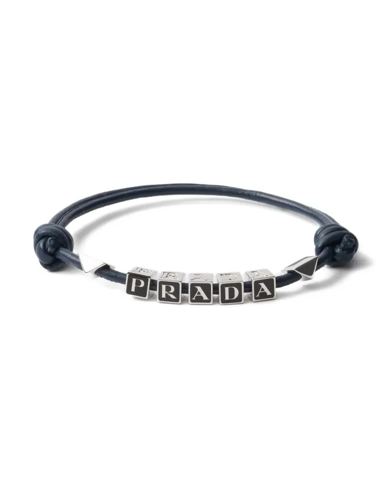 Prada Lederarmband mit Logo - Blau Blau