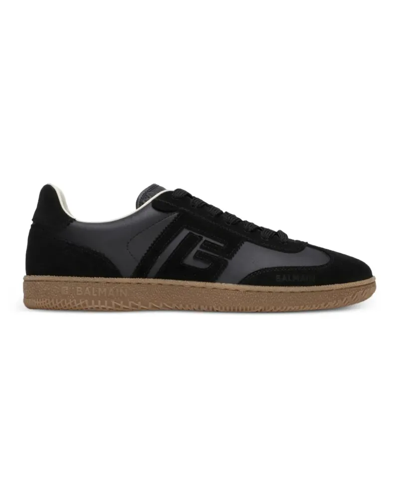 Balmain Swan Sneaker aus Glattleder und Wildleder - Schwarz Schwarz
