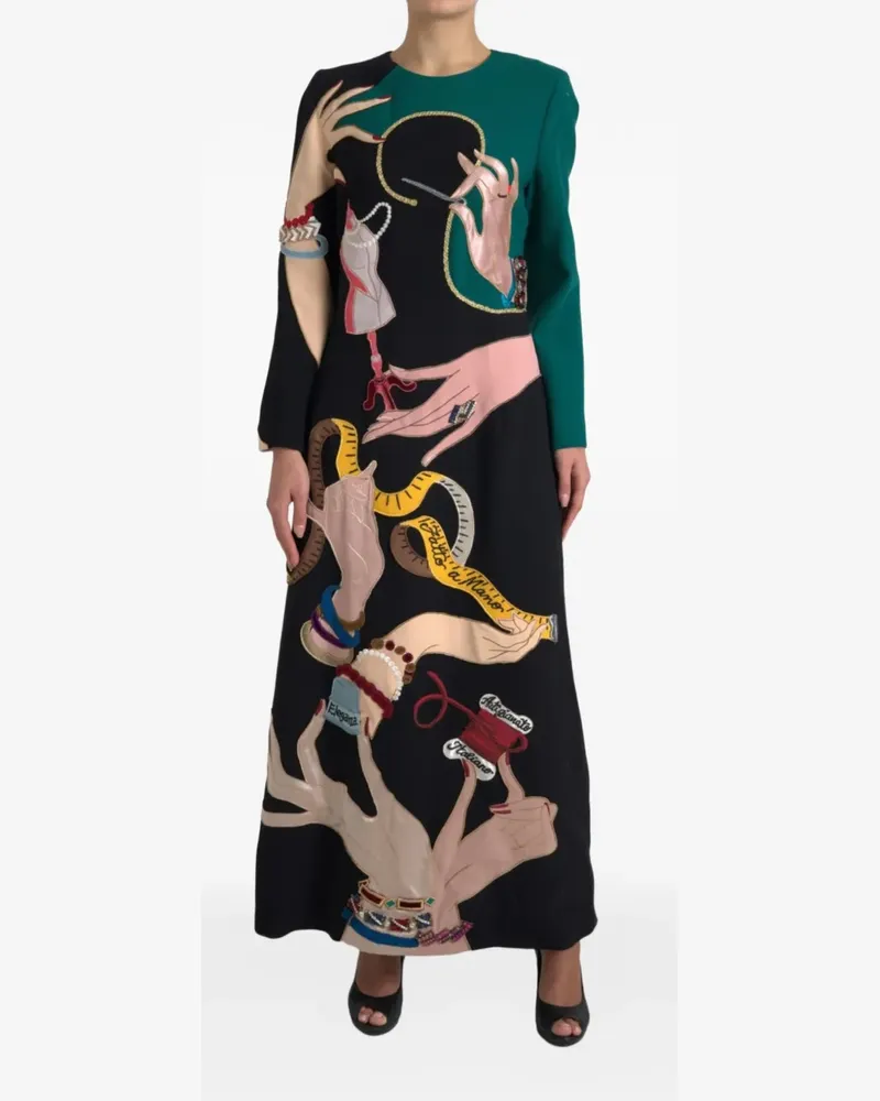 Dolce & Gabbana Besticktes Maxikleid in A-Linie - Schwarz Schwarz
