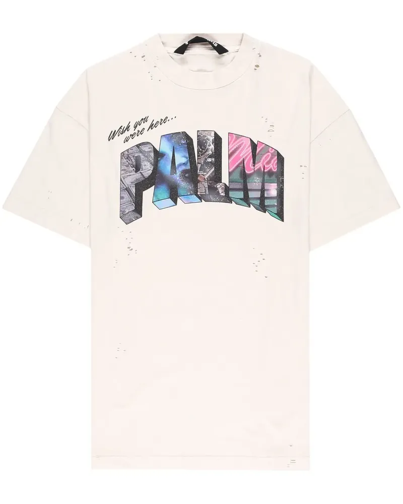 Palm Angels T-Shirt mit Palm Sign-Print - 0184 WHITE MULTICOLOR 0184