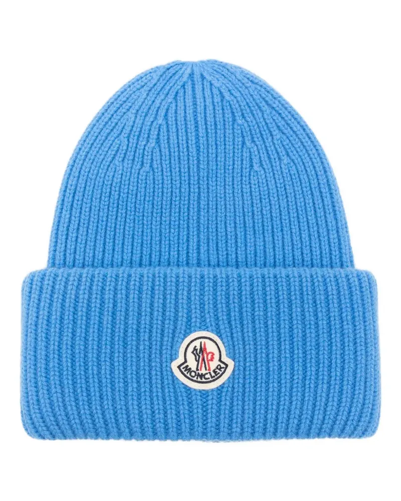 Moncler logo-appliqué beanie - Blau Blau