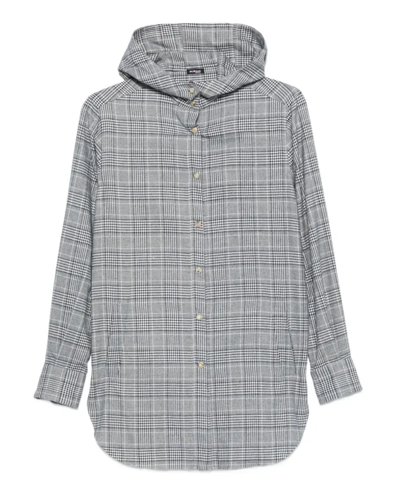 Kiton check-pattern hooded shirt - Grau Grau
