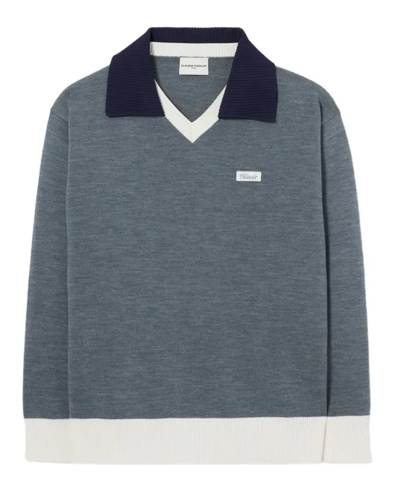 Claudie Pierlot Pullover mit V-Ausschnitt - Blau Blau